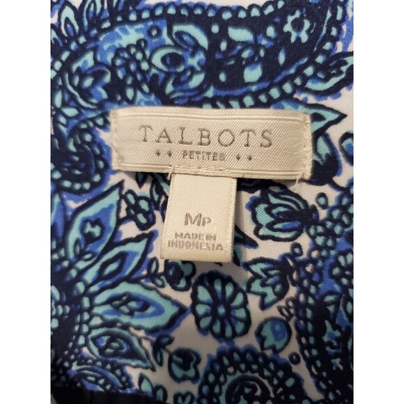 Talbots Petites Blue Paisley Mixed Media Long Sleeve Button-Up Shirt Size MP - Picture 3 of 5